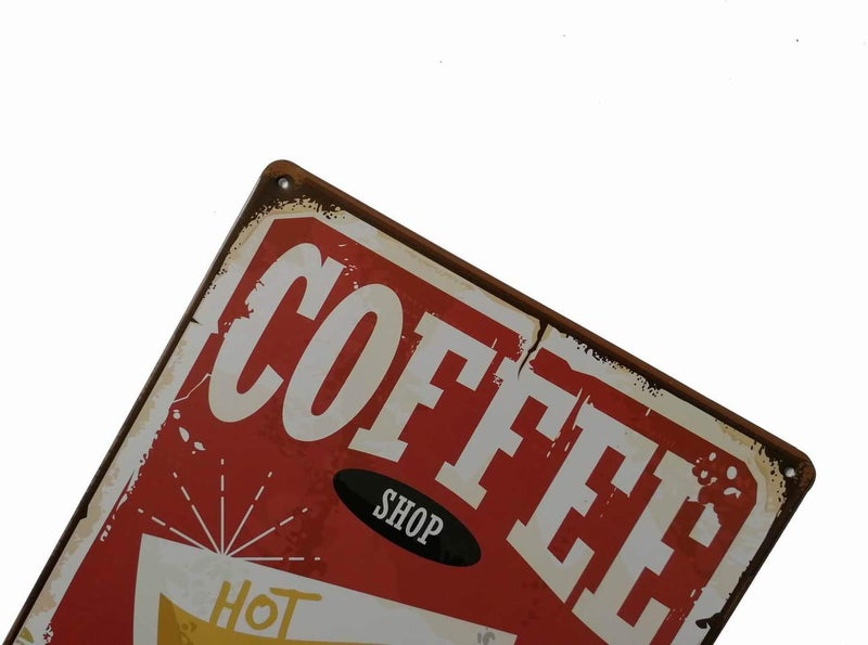 ERLOOD Coffee Shop Hot Coffee Vintage Metal Tin Sign Poster Home Plaque Poster Wall Art Pub Bar Decor 12 X 8 - Image 2